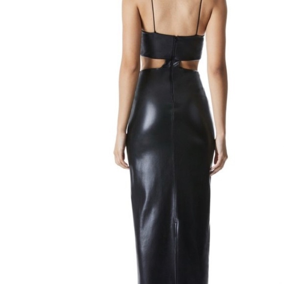 NWT ALICE+OLIVIA HAVANA VEGAN LEATHER MAXI DRESS SIZE 8 - Picture 2 of 6